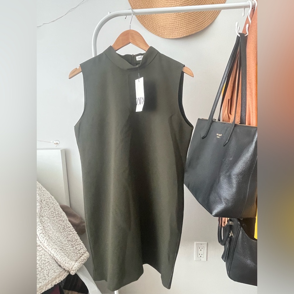 Zara Dark Green Sleeveless Mini Dress